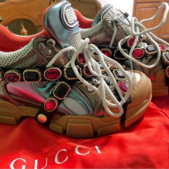 Gucci Flashtrek Crystal Lace Up Boot Trainer Sneaker 36 / size 6 - Picture 2 of 5